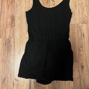 NWOT SHEIN Black Drawstring Shorty Romper